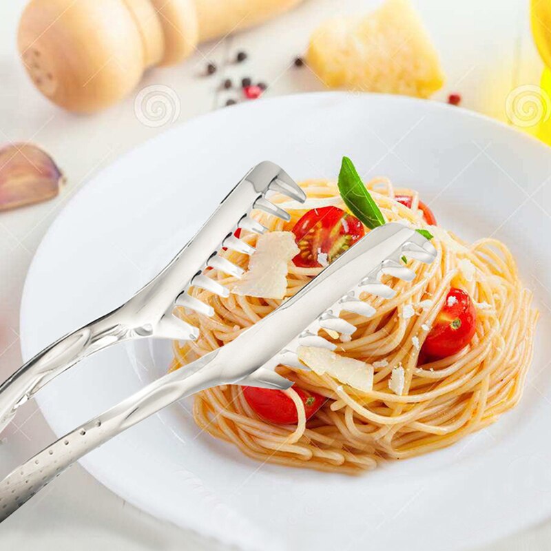 Finpolert rustfritt stål pastatang spaghetti klips buffet verktøy kjøkken matlaging verktøy tilbehør 25cm lengde