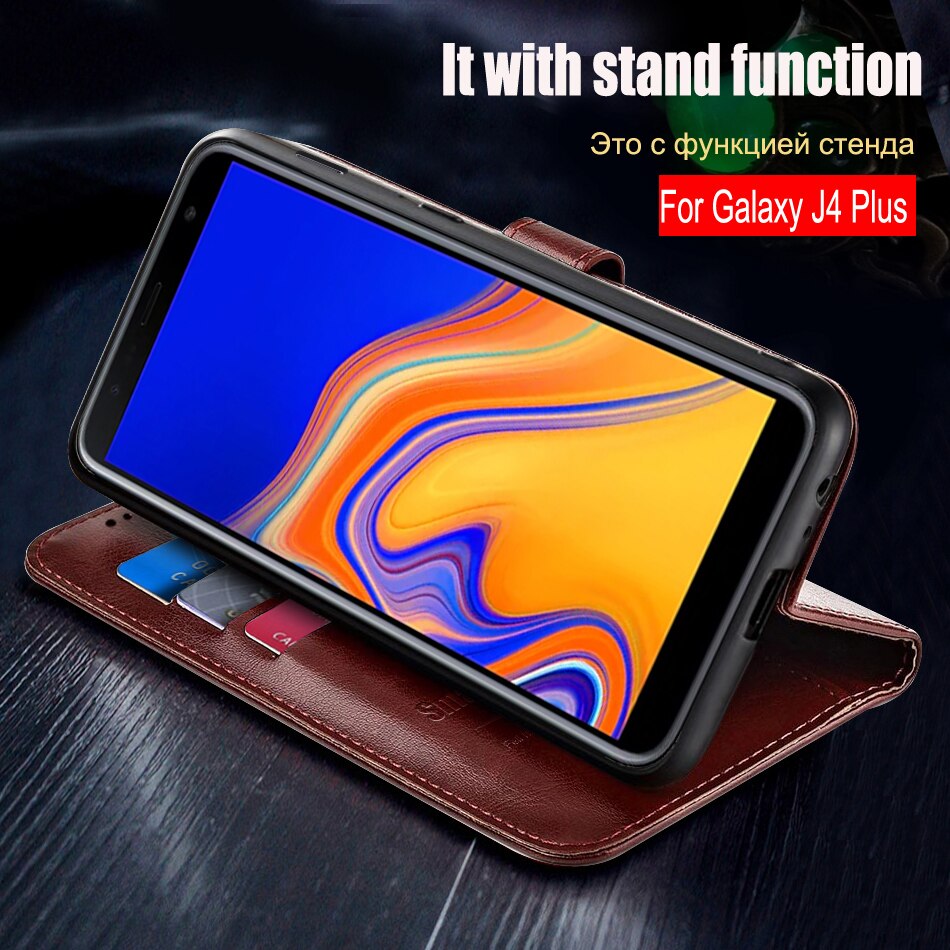 Voor Samsung Galaxy J4 Plus Case Flip Leather Magnetic Case Voor Voor Samsung J4 Plus J415F SM-J415F J4Plus Cover coque