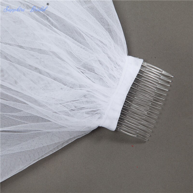 Voile De mariage avec fard à joues gratuit, voile De mariée De saphir 2 niveaux, avec bord en dentelle De 3 mètres