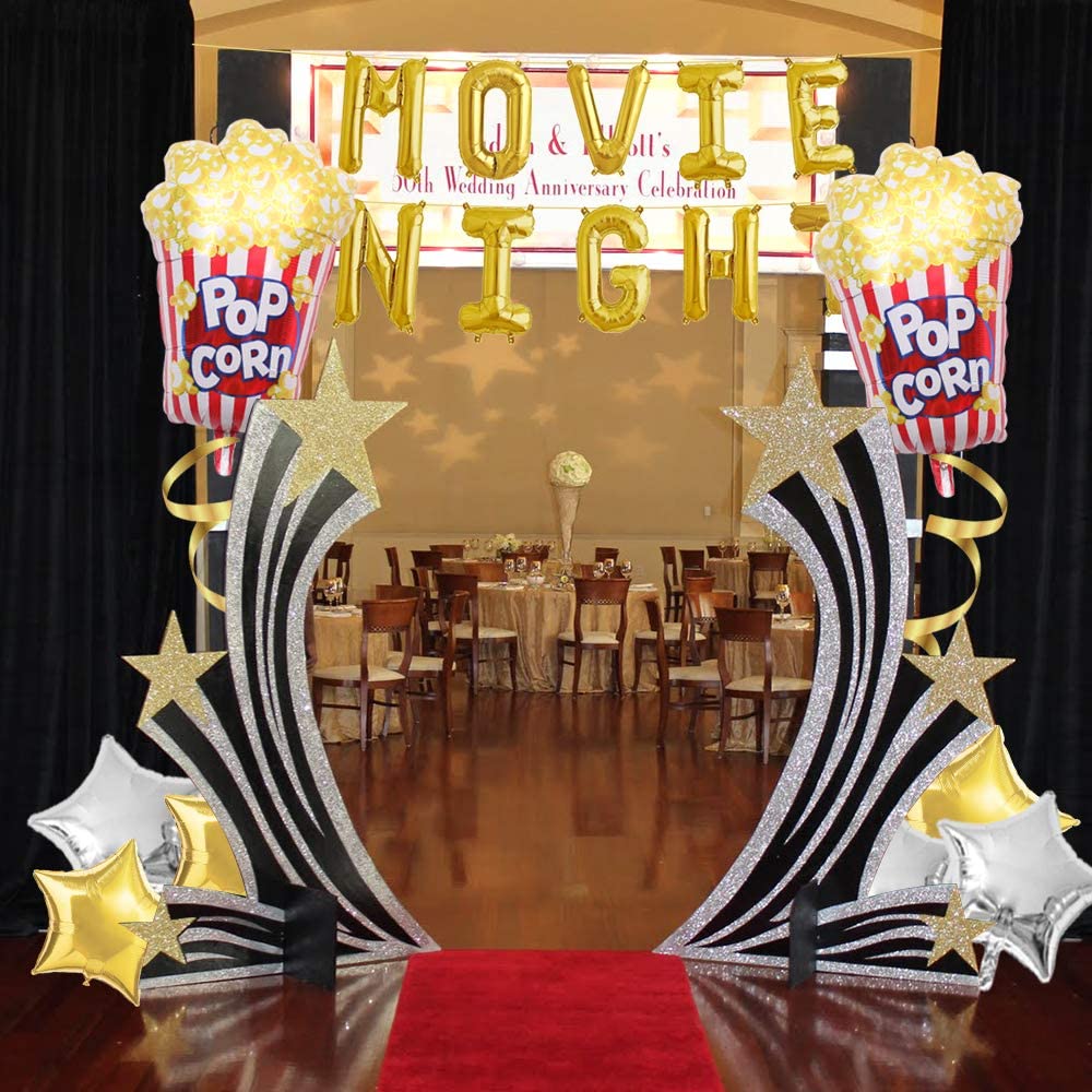 Movie Night Themed Party Decoration Hollywood Red Carpet Party Supplies Foil Balloon For Oscar Party Event Awards Night Ceremony