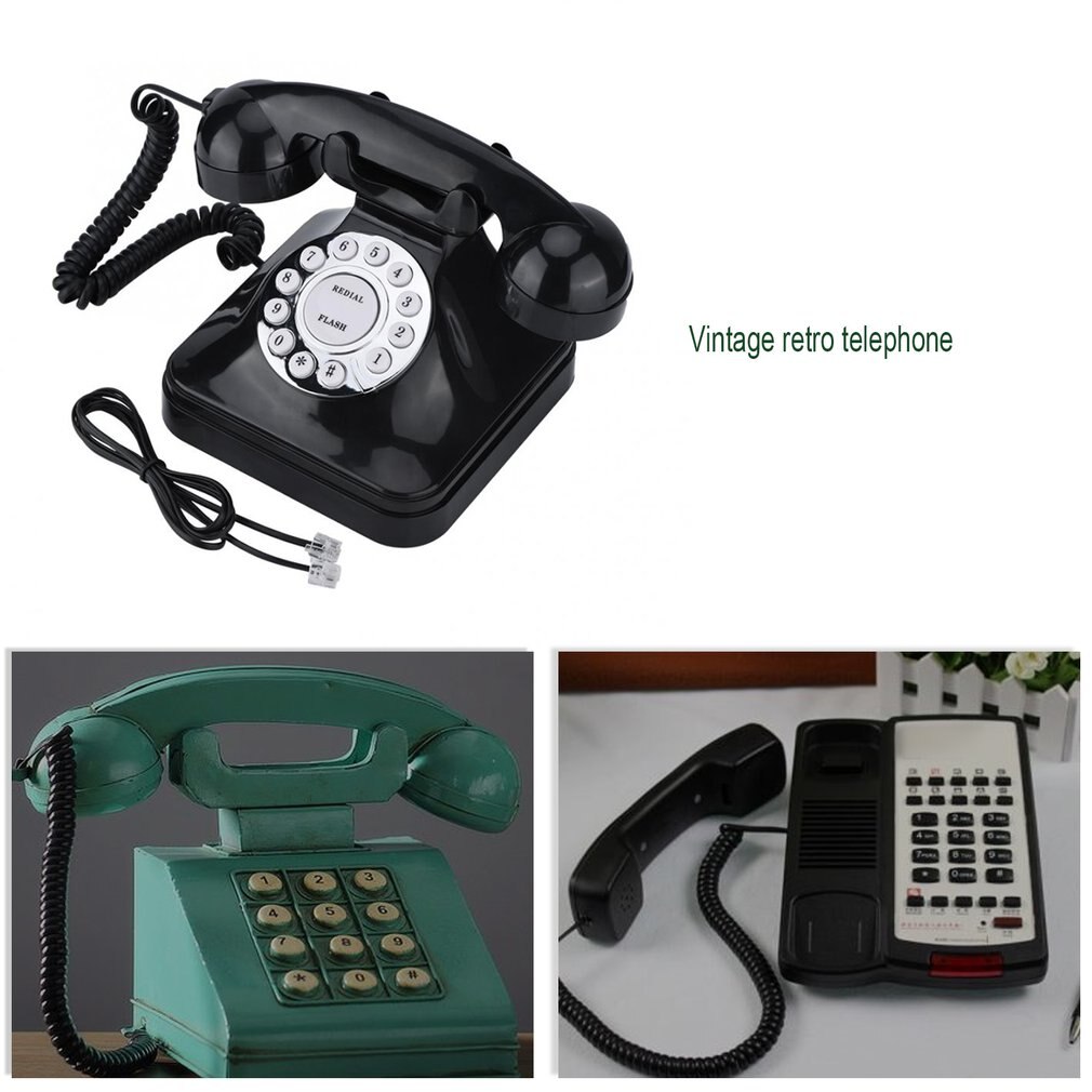 WX-3011 Retro Vintage Telefoon Draad Vaste Telefoon Thuis Telefoon High Definition Grote Knop Call Zwarte Telefoon