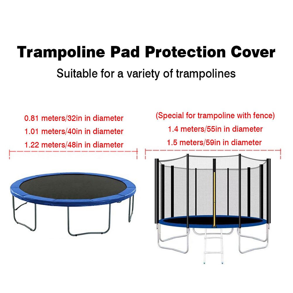 Durable Round Trampoline Edge Cover 32-59inch Trampoline Replacement Safety Pad Tear-Resistant Spring Cover Edge Protector Pad