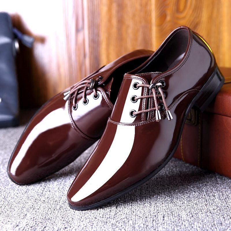 Højde stigende 6cm formelle loafer laklæder sko mænd bryllup zapato oxford hombre italiensk kjole spidsede sko