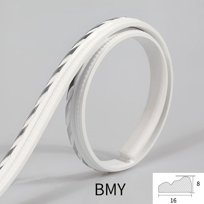 Europeisk pu gipslister tv-bakgrund pvc mjuk kantlinje spegel kantlinje: Vitt silver