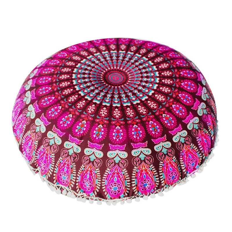 Pillow Case Large Mandala Floor Pillows Round Bohemian Meditation Cushion Cover Ottoman Pouf Pillowslip Home Decor: D