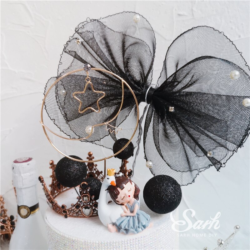 Ins Moon Star Cake Toppers Zwaan Angel Boren Rand Decoratie Voor Wedding Party Valentijnsdag Supplies Verjaardag Leuke