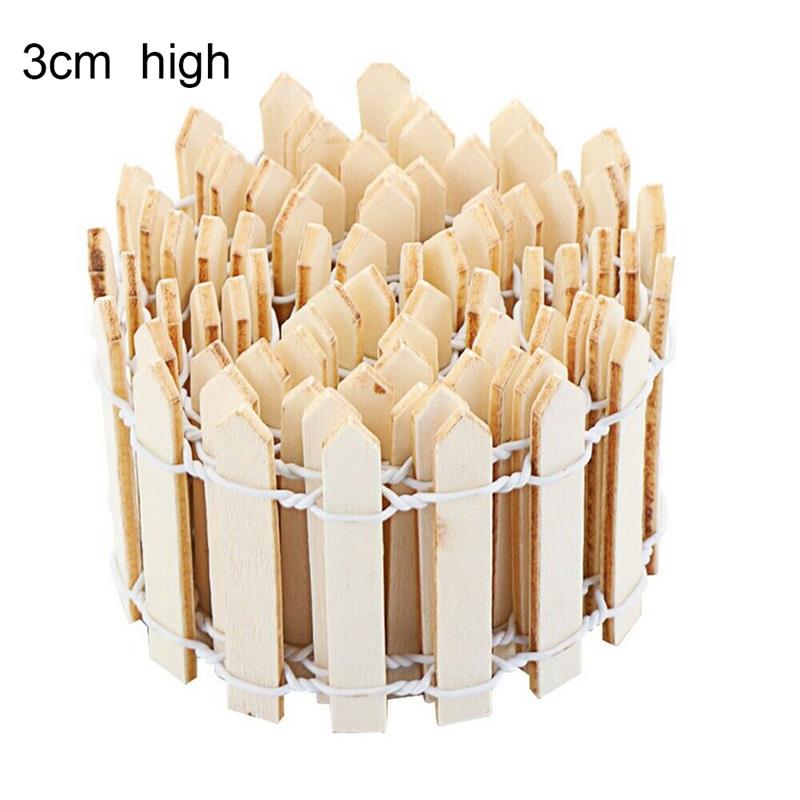 1M/Roll 3/5Cm Mini Houten Hek Diy Miniatuur Fairy Tuin Barrière Houten Craft Room Decor maison Figurine Decor Accessoires: 3cm Nature