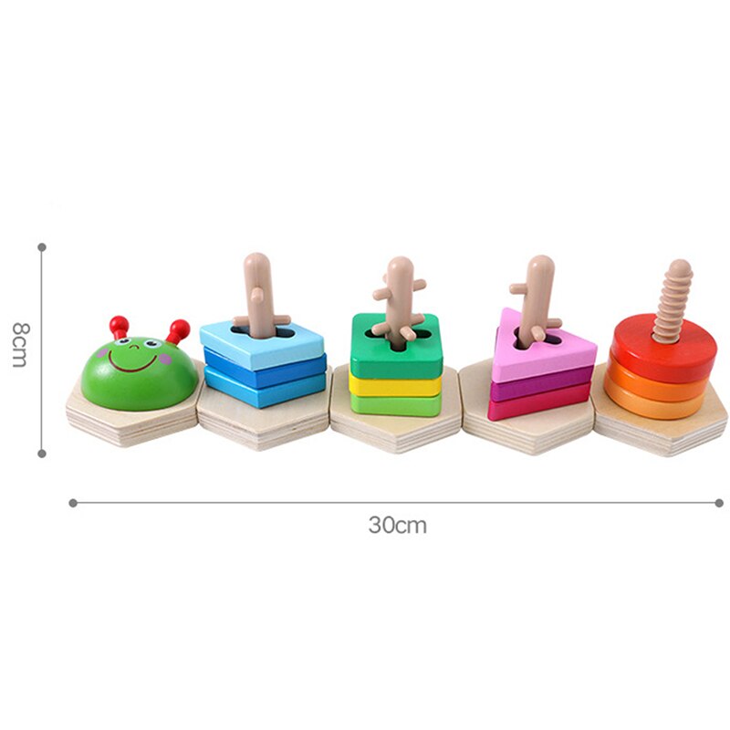 Baby Kids Regenboog Houten Blok Sets Educatief Geometrische Vorm Bijpassende Speelgoed Voor Kinderen Animal Stapelen Speelgoed Goede Verkoop