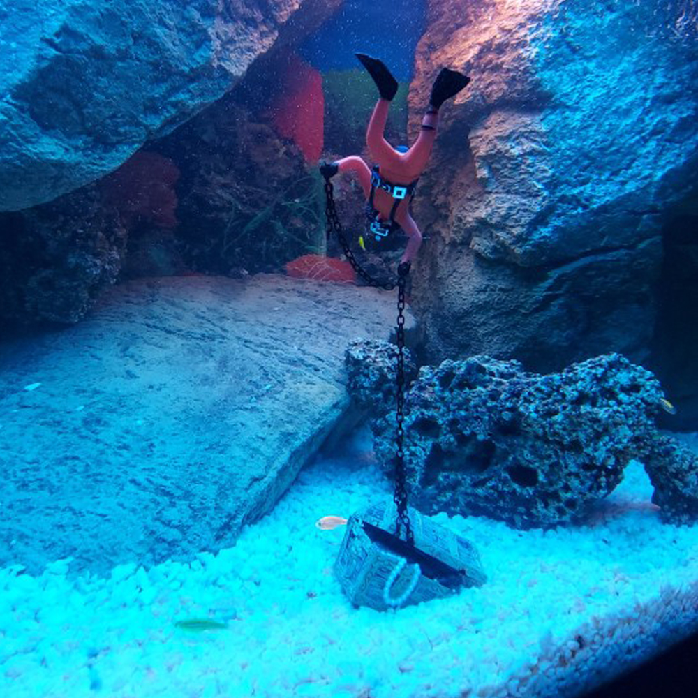 Adorno de pecera Cazador de tesoros, cofre del Tesoro, accesorios de decoración de Acuario, figura de acción de buceador, decoraciones de pecera