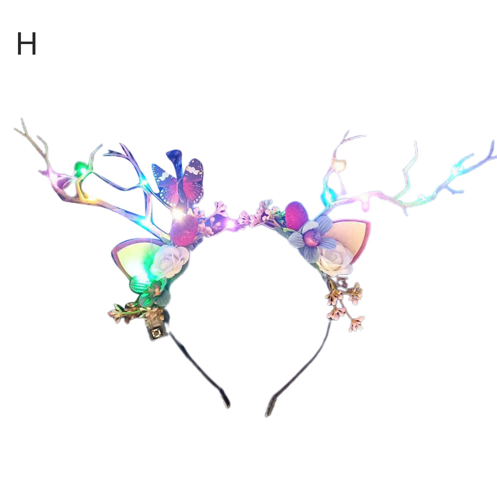 Luminous Geweih Stirnband Weihnachten Elch Blume Haarband Flash Licht Headwear: H