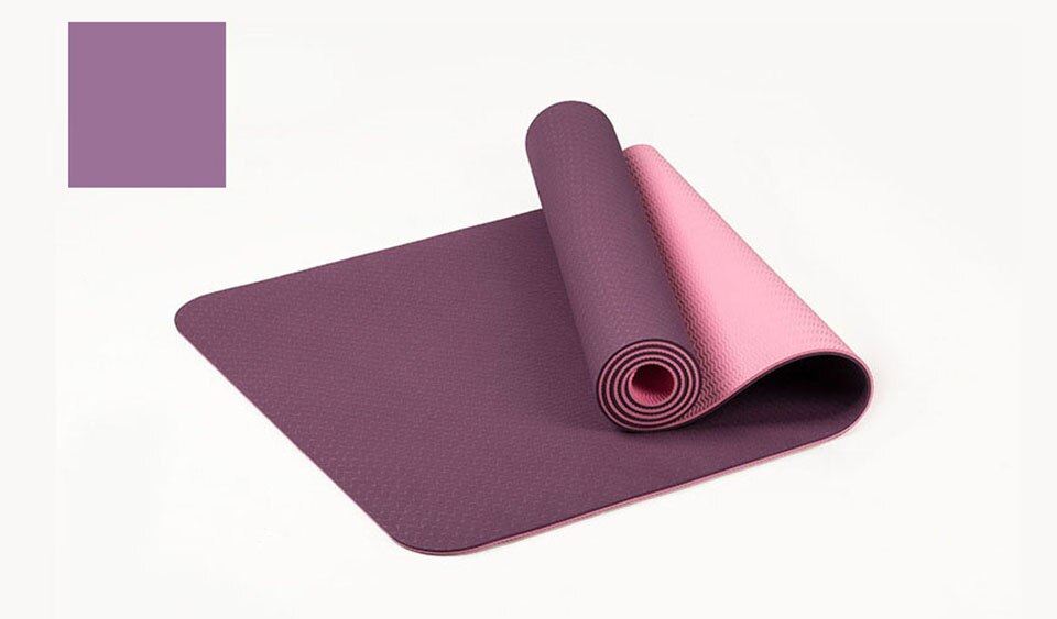 183*61Cm 6Mm Dikke Dubbele Kleur Antislip Tpe Yoga Mat Oefening Sport Mat Voor fitness Gym Thuis Smaakloos Pad: plum