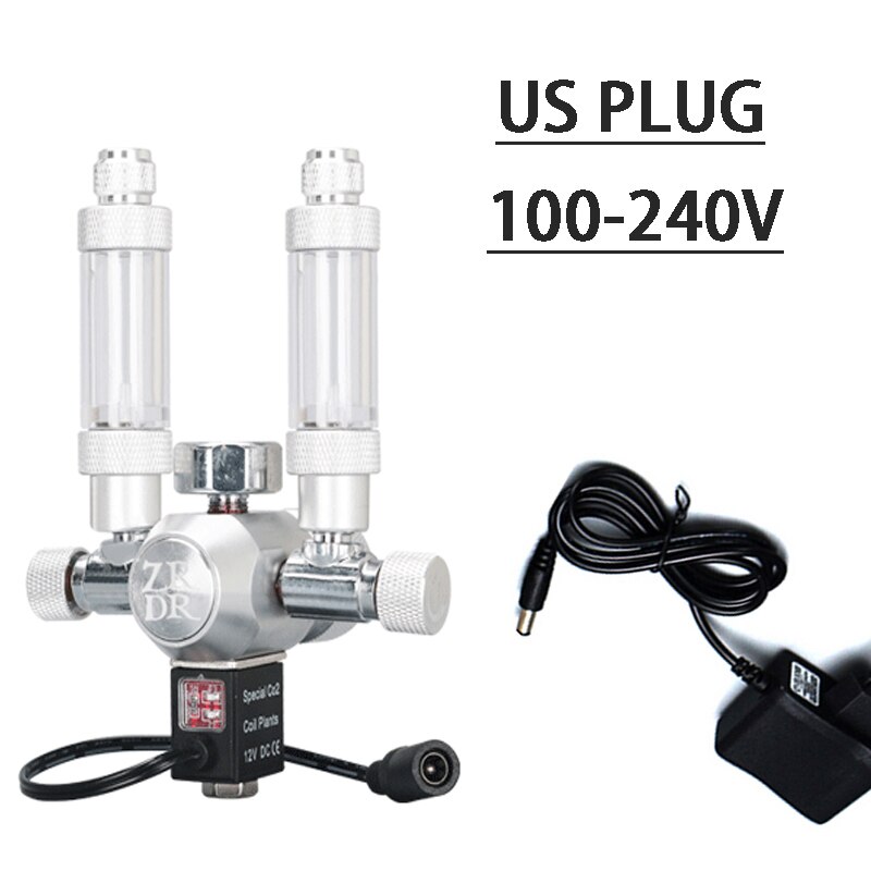 ZRDR Aquarium CO2 Regulator With Solenoid valve one-way Bubble Counter Fish tank Control System kit,CO2 Pressure reducing Valve: US-100-240v / G5-8