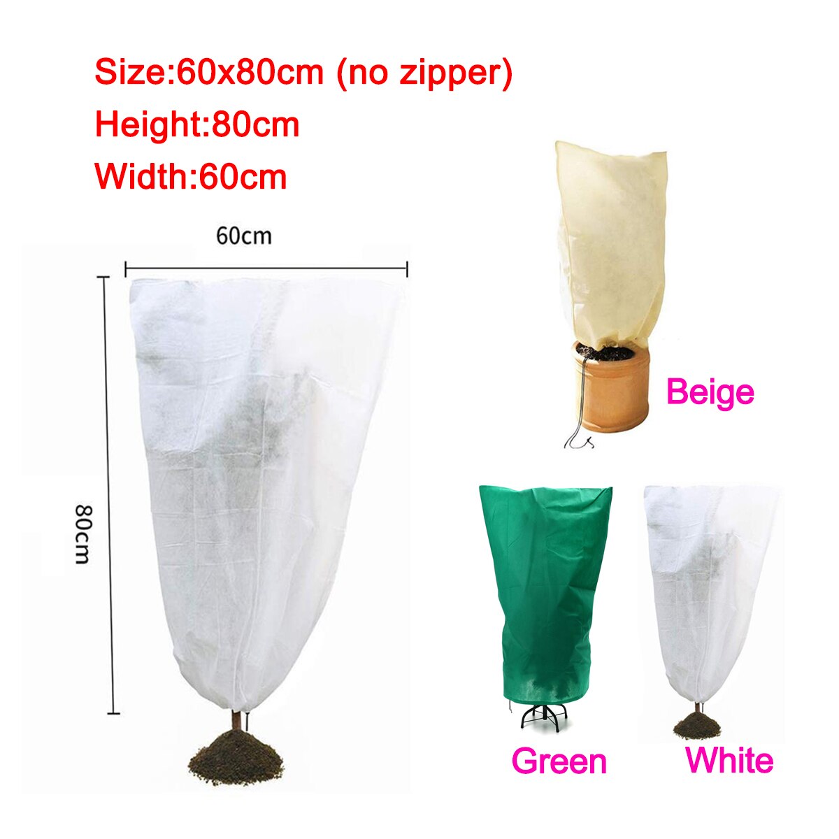 Plant Cover Winter Warm Cover Tree Shrub Plant Protecting Bag Frost Protection For Yard Garden Plants Small Tree Against Cold: White / 60x80cm (no zipper)