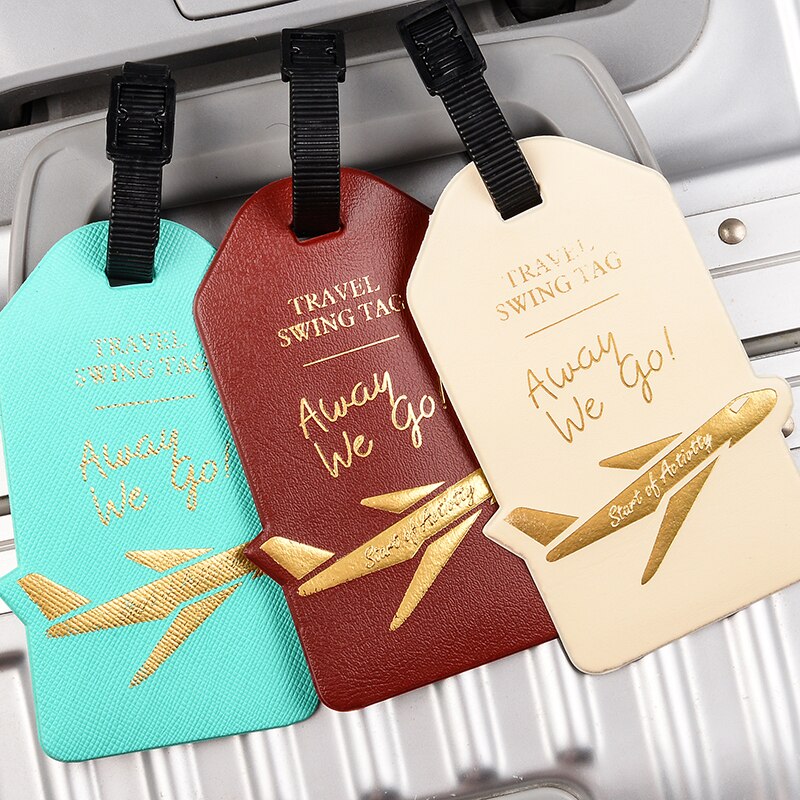 Etiqueta portátil para maleta, soporte de dirección de identificación, accesorios de viaje, etiqueta de equipaje de cuero PU original para avión, equipaje para hombre y mujer