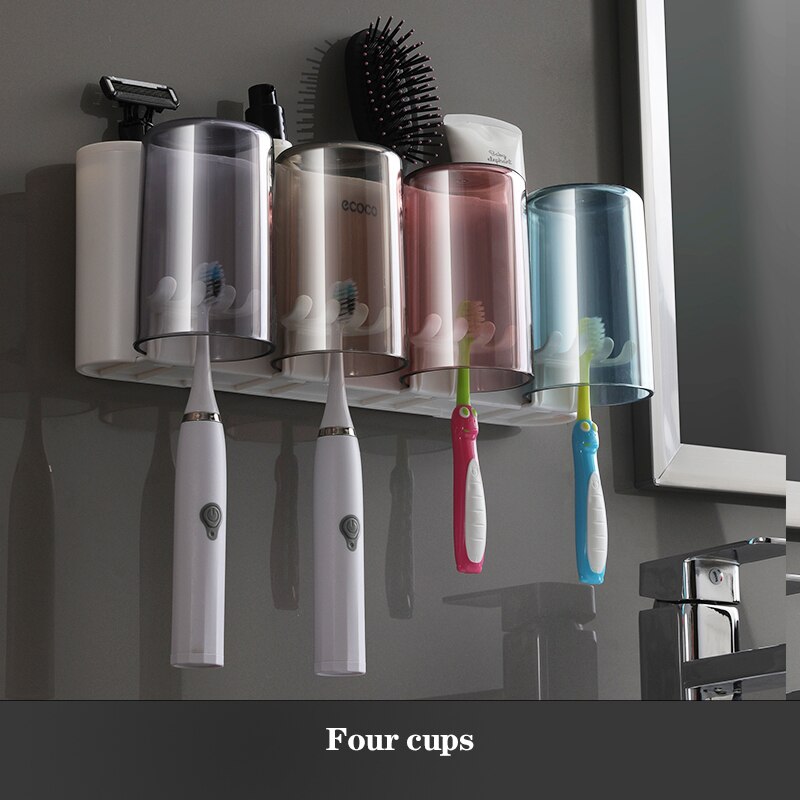 Wall Mount Automatic Toothpaste Dispenser Bathroom Accessories Set Toothpaste Squeezer Dispenser Bathroom Toothbrush Holder Tool: Package7