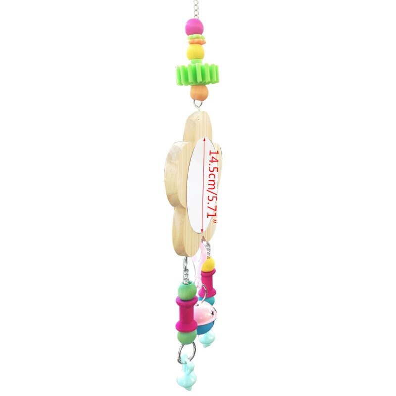 Image showcasing Hanging Bird Mirror Toys with Bell Wooden Pecking ... – Grandado