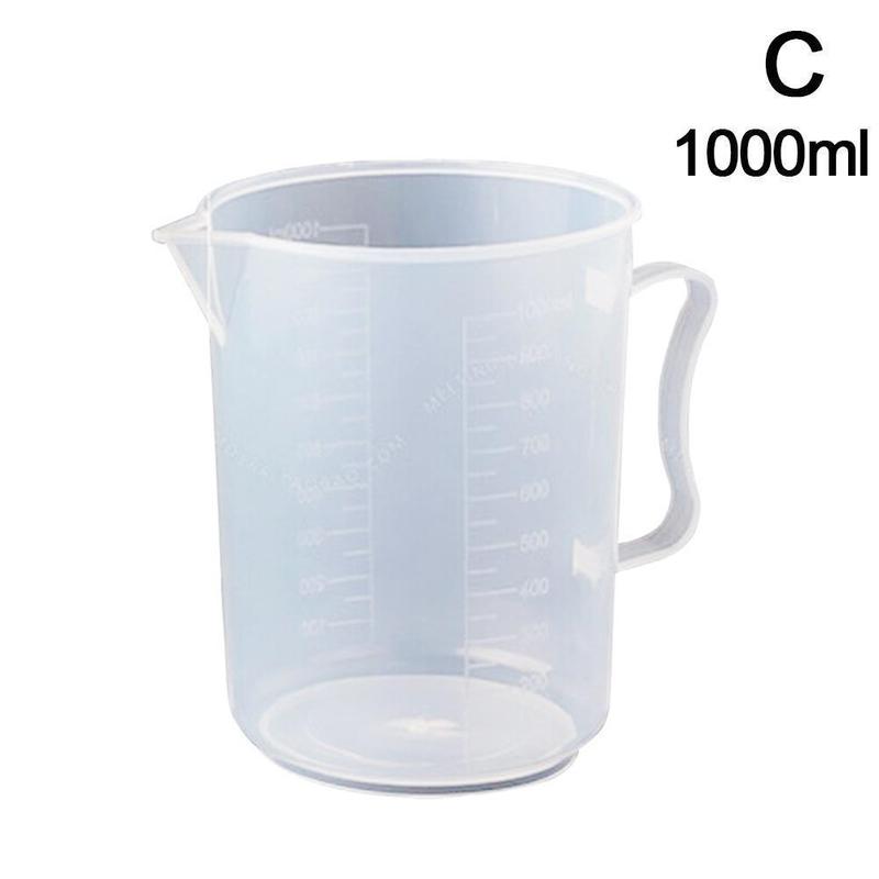 Transparent Plastic Measuring Cup Baking Graduated Beaker Handle Scale Water Container Pouring H0N6: Transparent