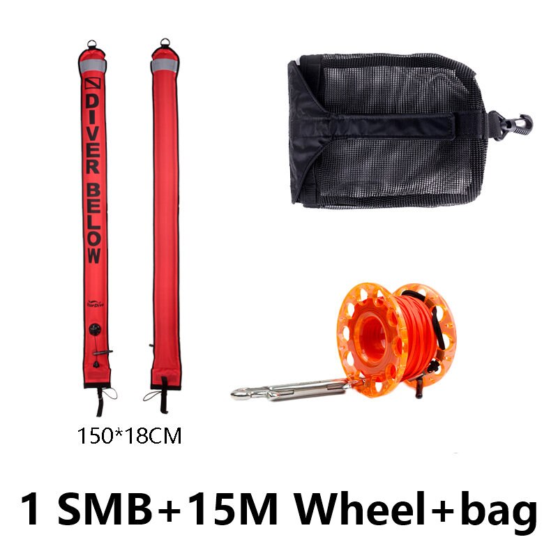 Plongée smb submersible comme bobine enveloppe combinaison équipement sac sac filet ensemble portable SMB plongée sous-marine sac de plongée: 150OLDRED