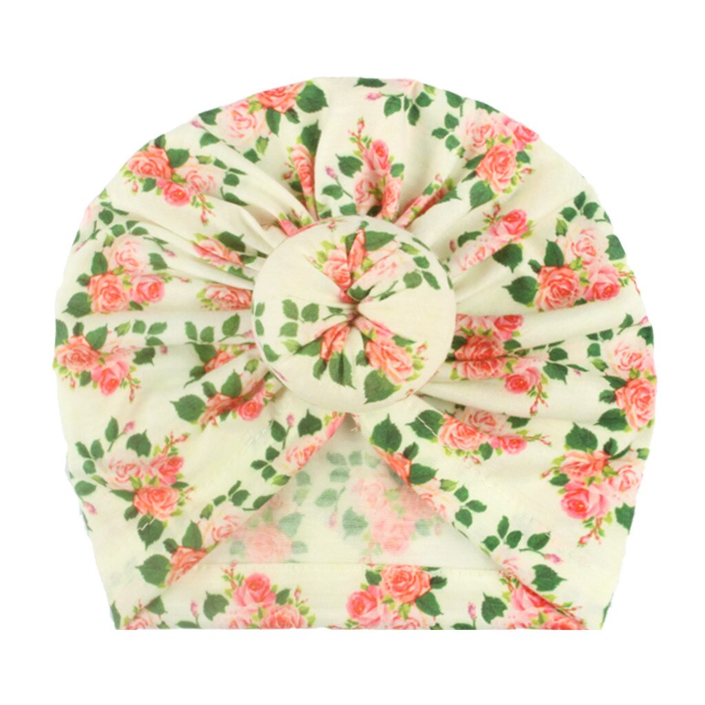 Baby Spullen Bloemenprint Baby Meisje Hoed Met Geknoopt Baby Beanie Baby Meisjes Jongens Accessoires Cap Voor Meisjes Kid hoeden # P30: D