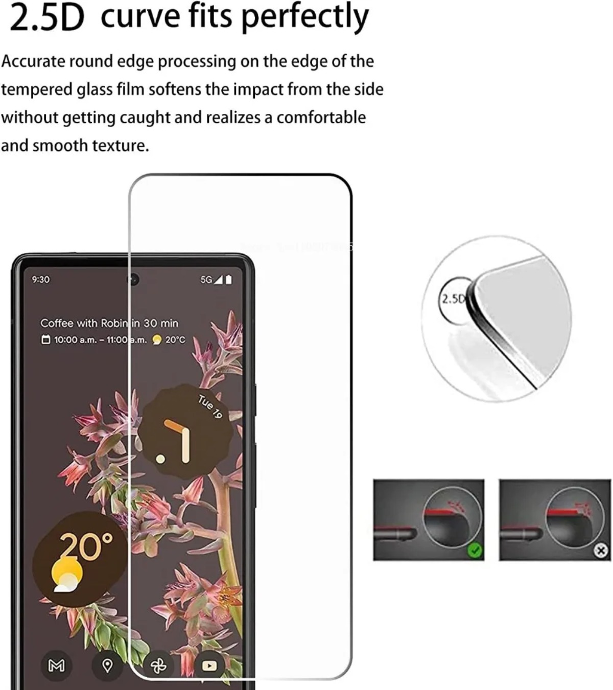 4Pcs HD Protectors for Google Pixel 8a 8 Pro 7 7 Pro 6A 4 4XL 3 3XL Tempered Glass Screen Protector Film 9H Clear Screen Guard