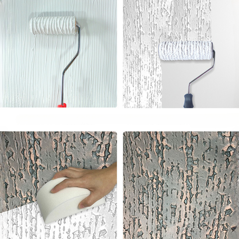 Strumento di verniciatura a rullo di vernice per timbro di protezione in gomma da parete rullo di vernice in rilievo con ruota in ceramica con vernice strutturata in poliuretano