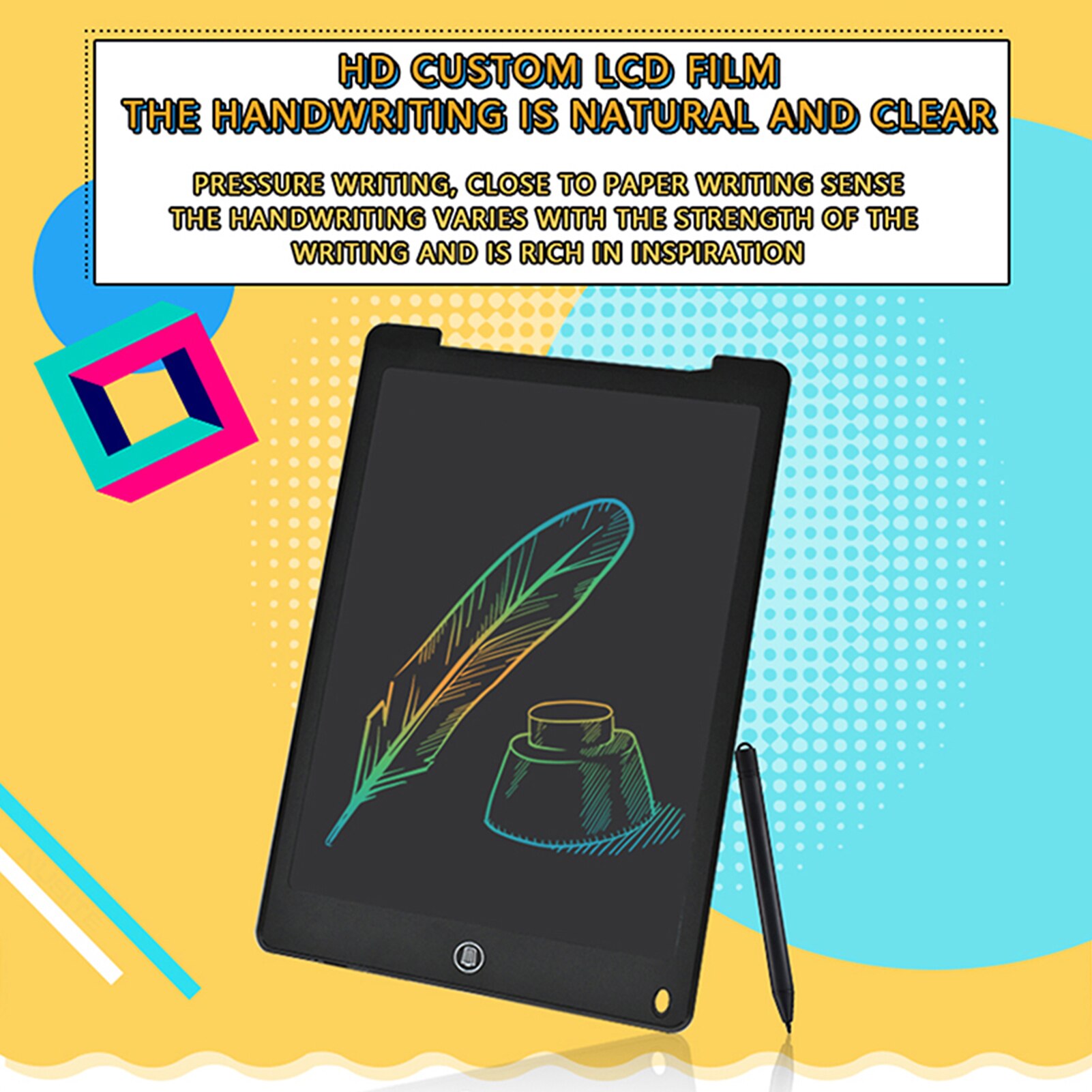 LCD Writing Tablet 12 Inch Color Screen with Stylus Drawing Writing Taking Notes Leaving Messages for Toddlers Boys Girls