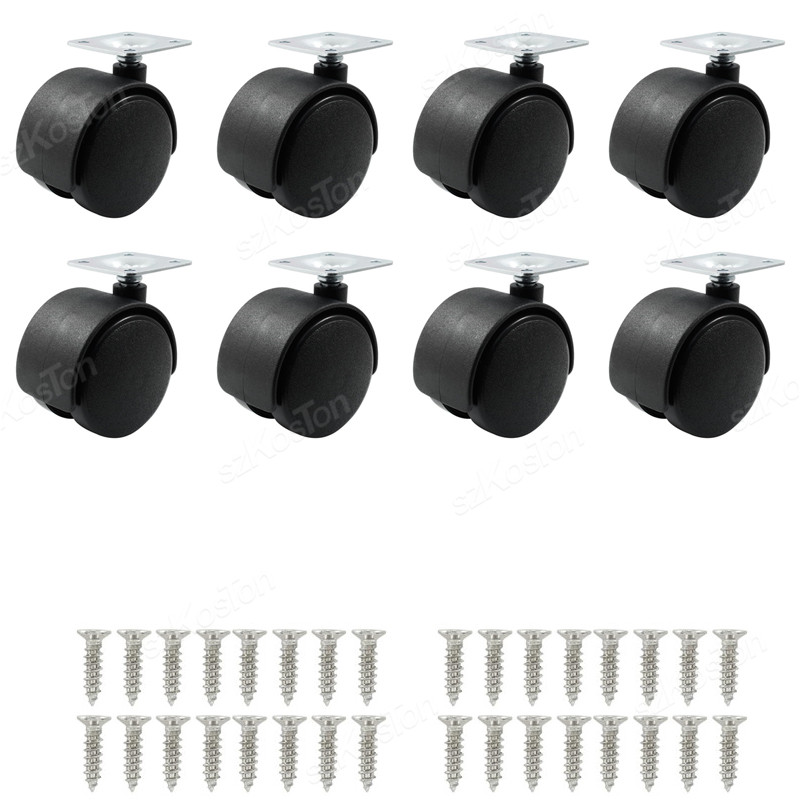 4Pcs Furniture Caster Wheel Table Plate with Brake 1.5/2inch Swivel Castor Wheel Replacement Trolley Cart DIY Shelf Roller Black: 3 inch / black