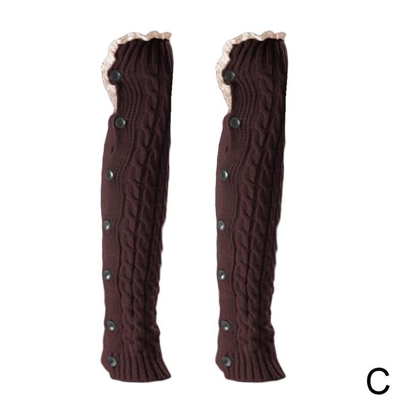 Mallas cálidas con botón de encaje para mujer, calentador de pies, cubiertas de botas, medias cálidas de punto para otoño e invierno, N2X6: C