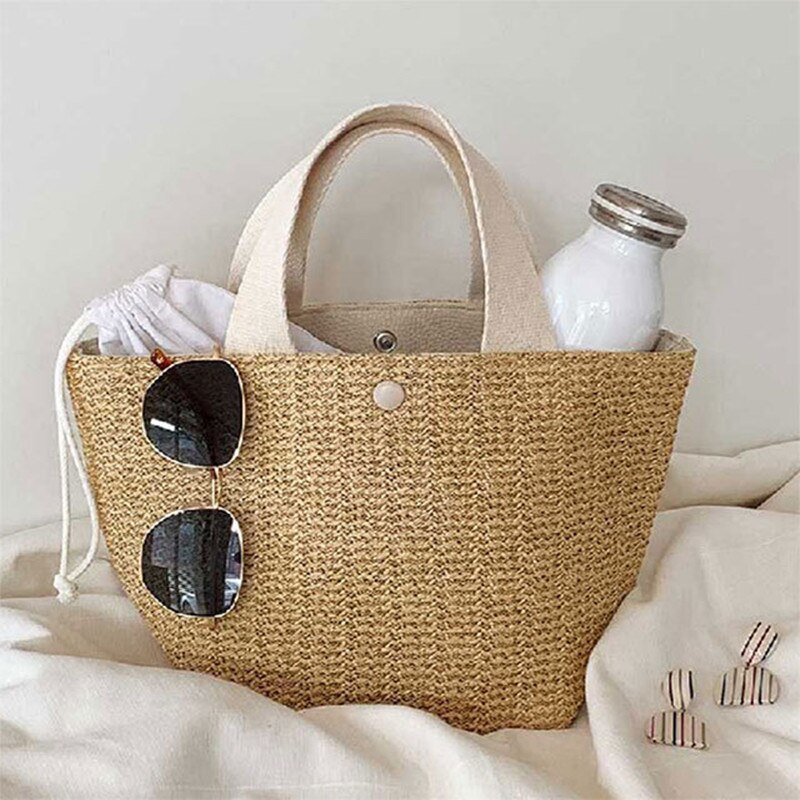 Neue Kapazität Stroh Taschen Frauen Handarbeit Gewebt Korb Bolsa Tote Sommer Böhmischen Strand Taschen Luxus leinwand Dame Handtaschen: Beige