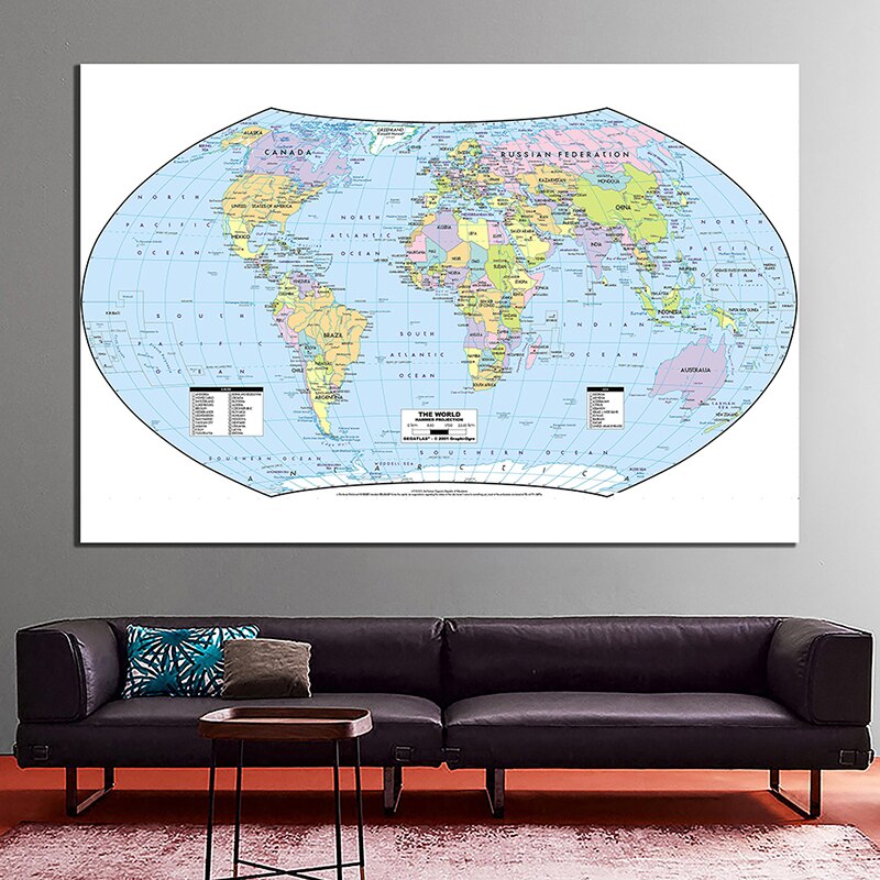 84*59cm The World Map Wall Art Posters and Prints Non-woven Canvas Painting Office School Supplies Room Home Decoration