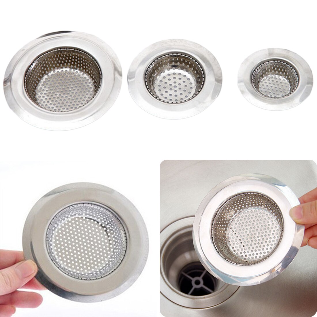 Kitchen Sink Strainer Drain Hole Filter Trap Metal Sink Strainer Stainless Steel Bath Sink Drain Waste Screen 7cm/9cm/11cm