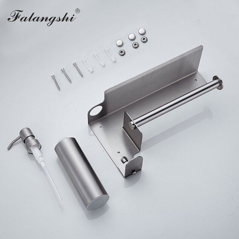 Liquid Soap Dispenser 304 Stainless Steel Multifunction Bathroom Accessories Phone Storage Paper Holder WB8601