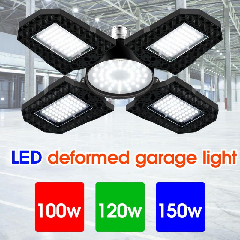 4-Blade Led Garage Licht 360 Graden Vervormbare Plafondlamp 100/120/150W Thuis Magazijn Vouwen vervorming Hoge Bay Lamp