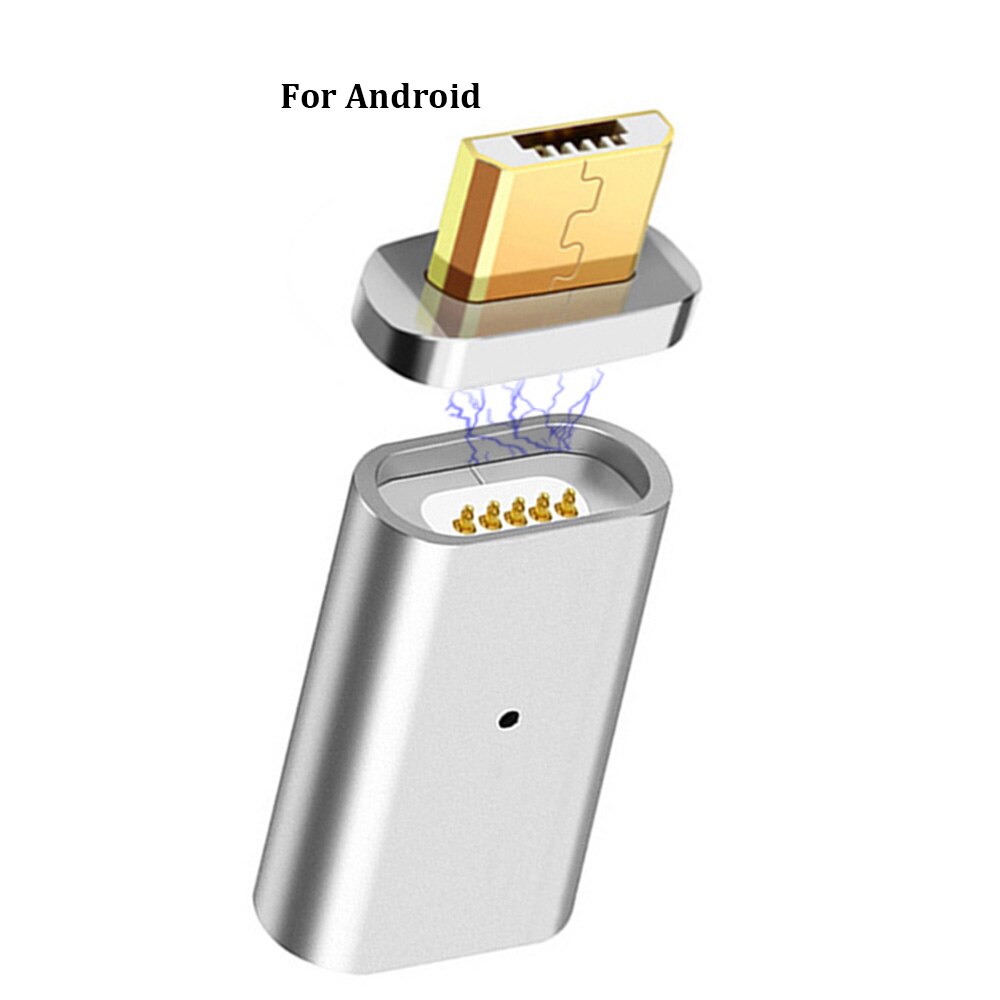 Magnetische Usb Adapter Man-vrouw Micro Usb Naar Voor Iphoneios Android Type Usb C 8 Pin 3in1 Datakabel converter Adapter: Silver For Android