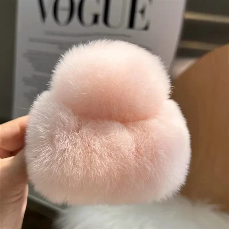 DuoShang automne et hiver loutre fourrure de lapin griffe de cheveux grand carré en peluche pinces à cheveux doux crabe pinces à cheveux femmes accessoires de cheveux: Gris clair
