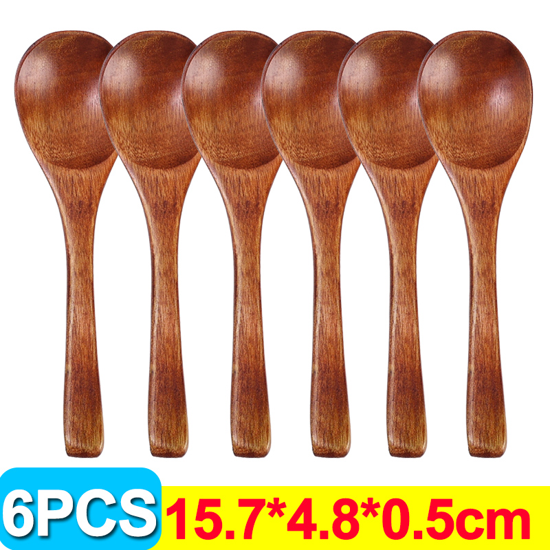 1/20PCS Keuken Houten Soeplepels Lange Steel Koffie Melk Honing Roeren Scoops Herbruikbare Theelepels Kookgerei servies