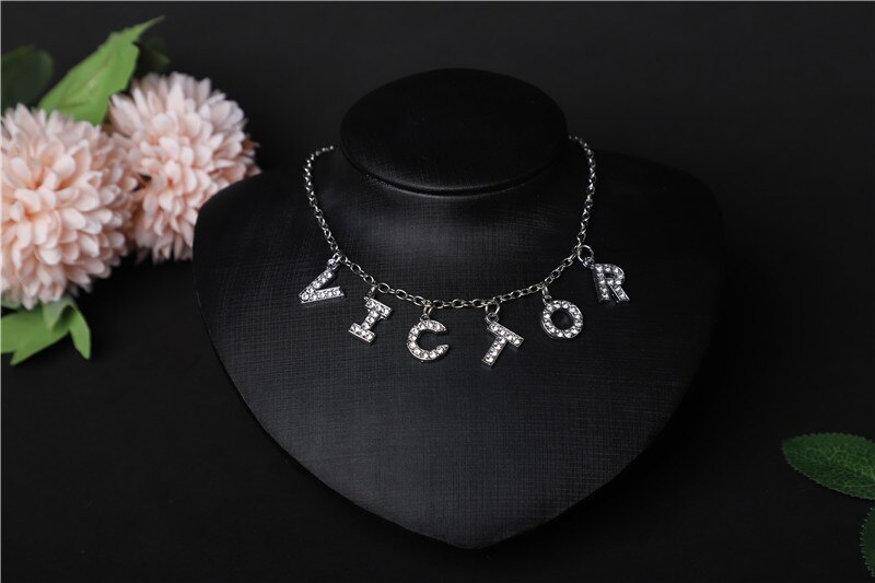 Hiphop DIY Cuban Necklace Rhinestone Letter Necklace Women Gothic Statement Necklace Jewelry Own Style: 16