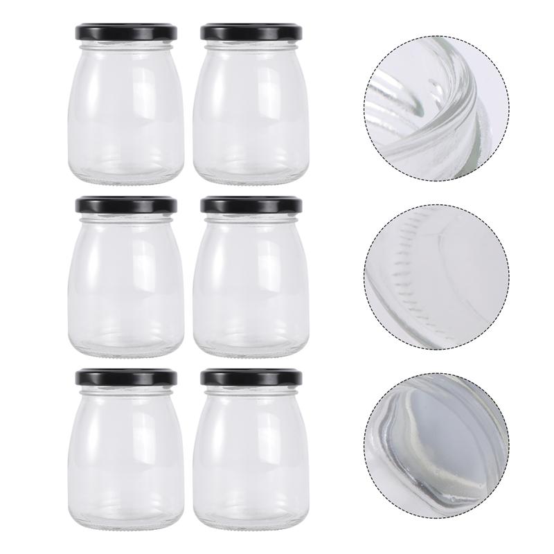 6Pcs Glass Jam Bottles Heat Resistant Bottles Honey Bottles Glass Yogurt Bottles for Home Kitchen