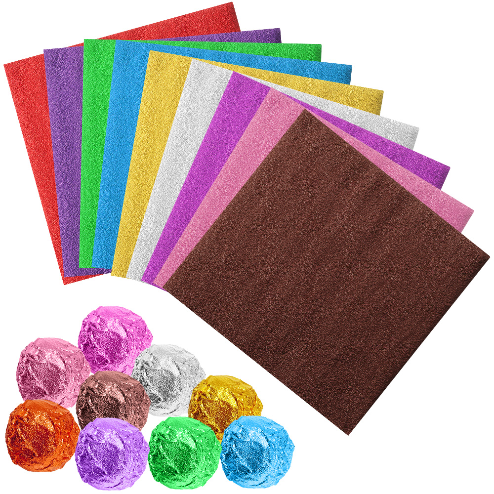 100 stücke 10x10cm Aluminium Folie Süssigkeit Schokolade Kekse Zinn Verpackung Papier DIY Metall Präge Handwerk Papier verpackung Papier