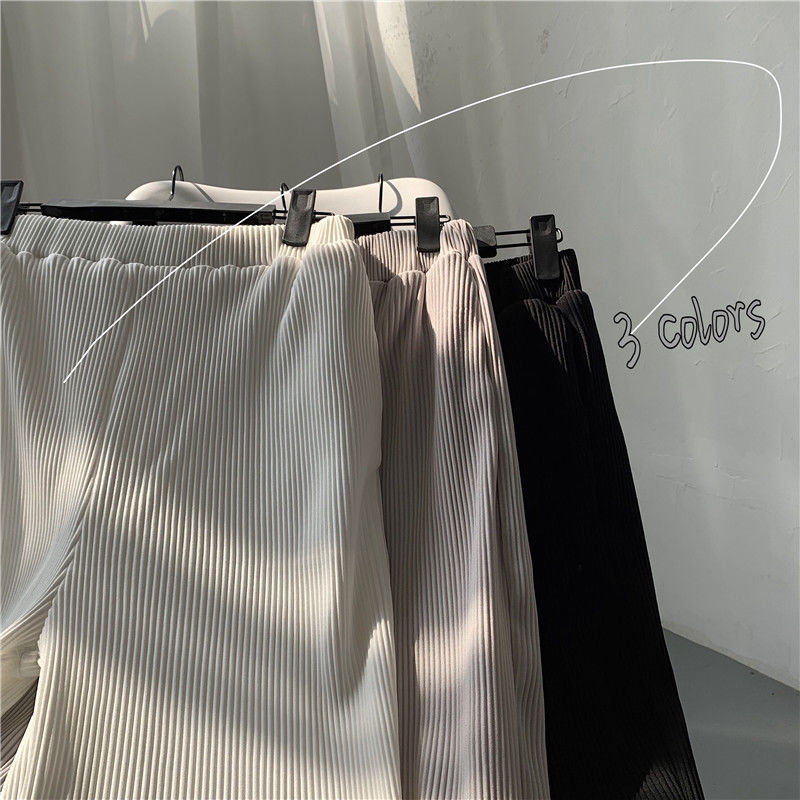 Plissee Gerade Hosen Männer der Elastische Taille lässig Hosen Männer Streetwear verlieren Eis Seide Schlauch Herren Breite Bein Hosen