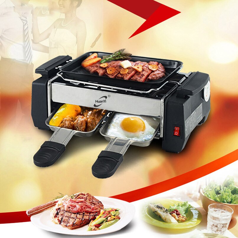 1000W Multifunction Electric BBQ Grill Smokeless Barbecue Churrasqueira Eletrica BBQ Stove Non-stick Plate Takoyaki Machine 220V