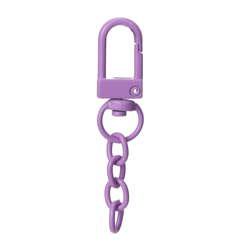 10pcs/lot Keyring Lobster Clasp Spring Buckle With Chains Colored Keychains For DIY Jewelry Making Key Ring Hooks Bags Buckle: Ivory
