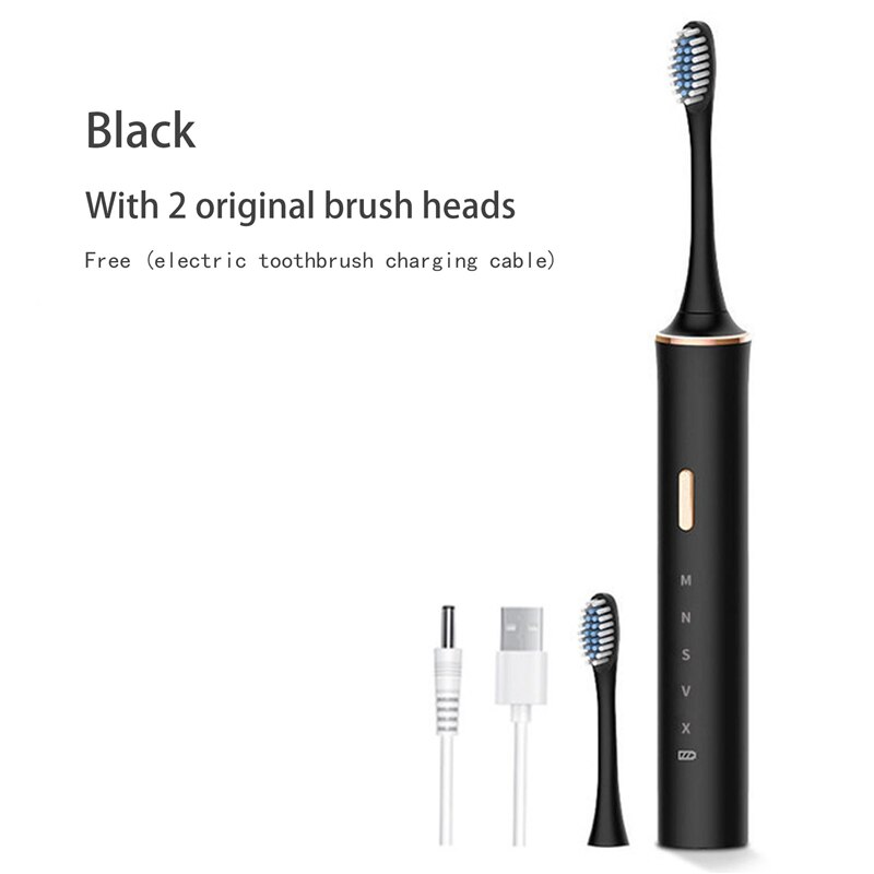 Electric toothbrush for adults with soft bristles automatic toothbrush, rechargeable USB ultrasonic steam toothbrush: Black
