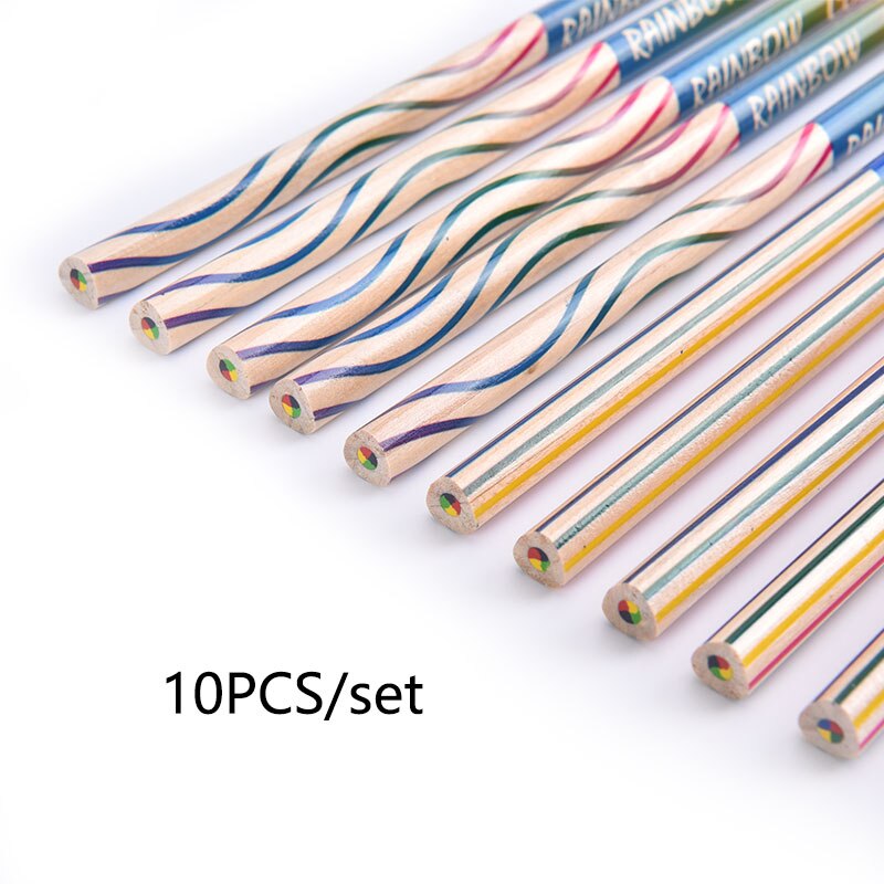 10pcs/pack 4 Color Concentric Rainbow Pencil Crayons Colored Pencil Set Drawing