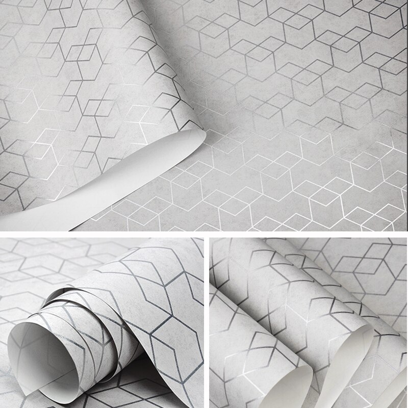 Donkergrijs Luxe Geometrische Behang Roll Zwart Grijs Behang Modern Slaapkamer Woonkamer Achtergrond Home Muur Decor: A