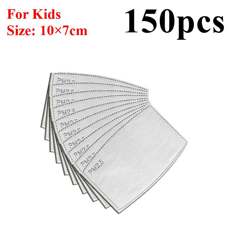 Masque facial pour enfants et adultes, filtre PM 150, pour protection buccale, respirant, contre la grippe, Pollution de l'air, 2.5 pièces: 150 pcs for kids