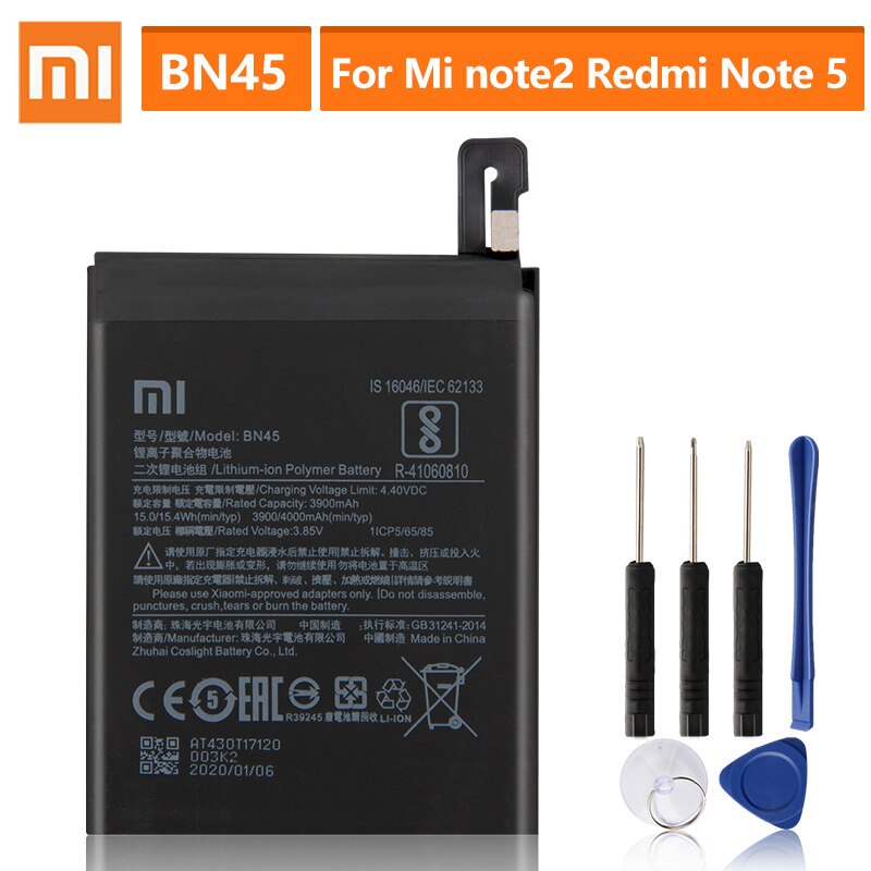 Oryginalna bateria BN41 BN43 BM47 dla Xiaomi Redmi uwaga 4 Hongmi Uwaga4 zawodowiec Uwaga4X MTK Helio X20 Redmi 3 3S Mi5X Mi Uwaga2 BN31 BN45: BN45-MiNote2