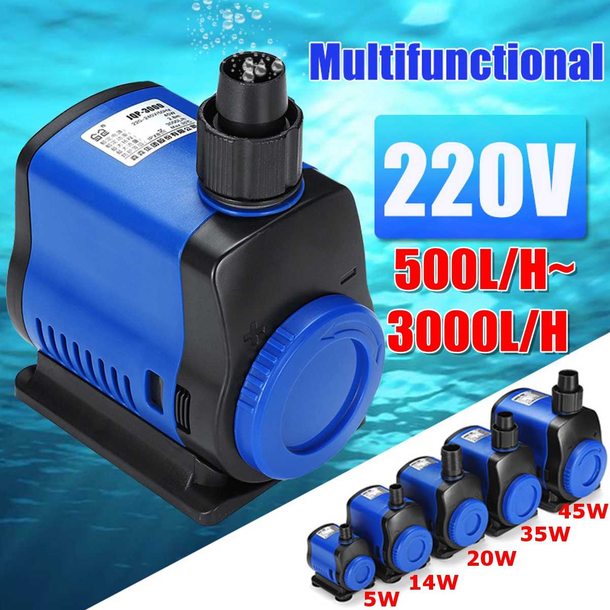 5W 14W 20W 35W 45W Ultra-Quiet Submersible Water Fountain Pump Filter Fish Pond Aquarium Water Pump Tank Fountain 220V