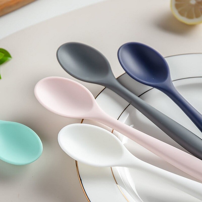Kitchenware Spoon Long Handle Silicone Salad Food Mixing Stirring Spoon Kitchen Cooking Tool For Picnic Kitchen Soup Spoons