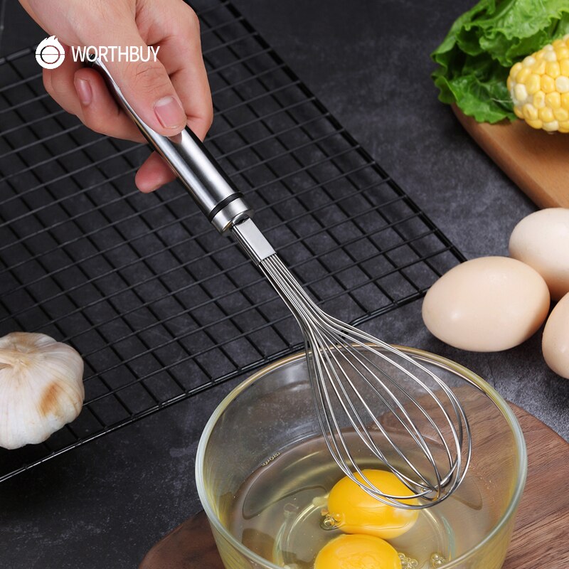 Batidor de acero inoxidable WORTHBUY batidor Manual para huevos batidor accesorios de cocina batidora de mano con mango grueso agitador de huevos